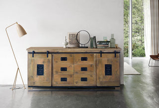 Industrial Iron Details Mango Wood Sideboard