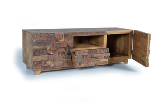 TV Cabinet with Recycled Wood Details