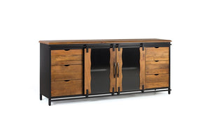 Industrial Sideboard 2 sliding doors and 6 drawers