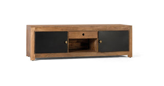 Solid Wood TV Cabinet with Interior Lighting