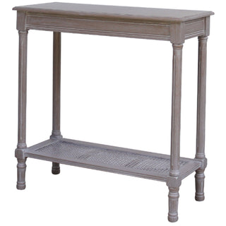 Serene Console Table, Wood and Rattan