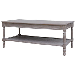 Serene Coffee Table, Solid Wood and Rattan