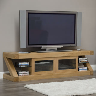 Z Glazed Wooden TV Stand, Oak Wood