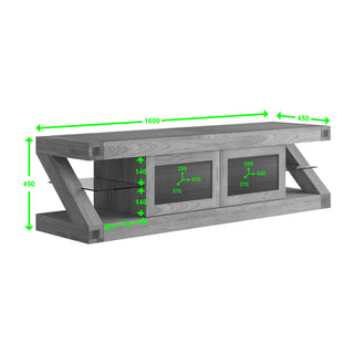 Z Glazed Wooden TV Stand, Oak Wood