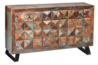 Diamond Carved Recycled Sideboard