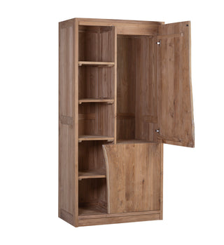 Kleiderschrank aus Holz mit 2 Türen und 8 Einlegeböden, Teak