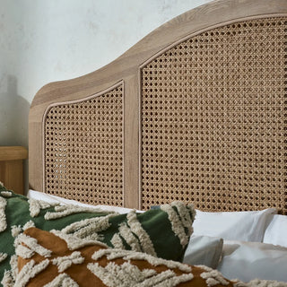 Fleur Rattan Bed, Oak Wood