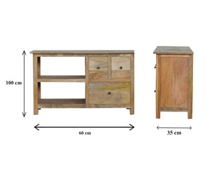 Wooden 3 Drawer 2 Shelves TV Unit