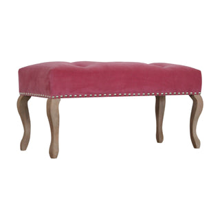 French Inspired Wooden Velvet Bench