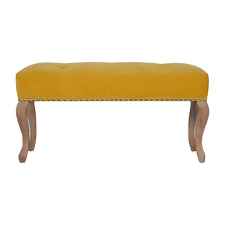 French Inspired Wooden Velvet Bench