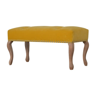 French Inspired Wooden Velvet Bench