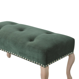 French Inspired Wooden Velvet Bench