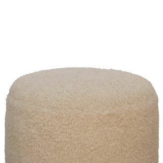 Boucle Cream Round Footstool