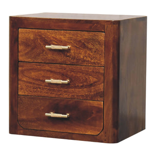 Luca 3 Drawer Bedside, Chestnut