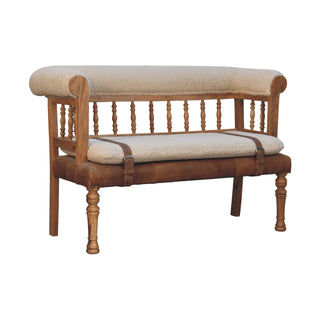 Strapped Boucle Buffalo Leather Bench