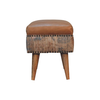 Buffalo Leather & Durrie Stool