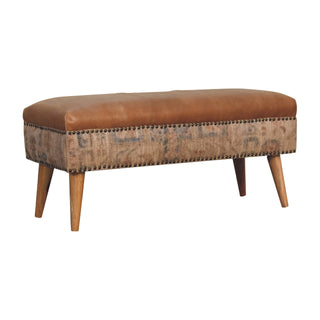 Buffalo Leather & Durrie Bench