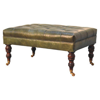 Leather Ottoman with Castor Legs