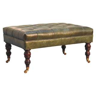 Leather Ottoman with Castor Legs