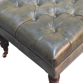 Leather Ottoman with Castor Legs