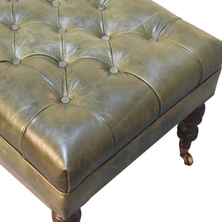 Leather Ottoman with Castor Legs