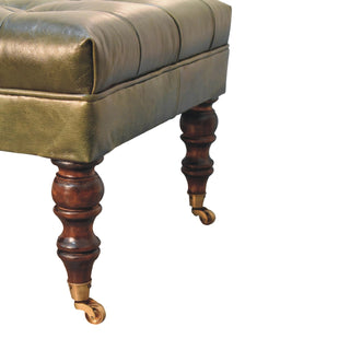 Leather Ottoman with Castor Legs