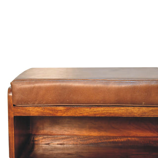 Buffalo Hide Shoe Storage Bench, Chestnut