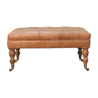 Leather Ottoman with Castor Legs