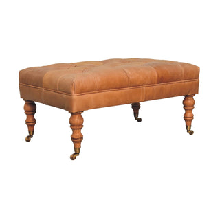 Leather Ottoman with Castor Legs