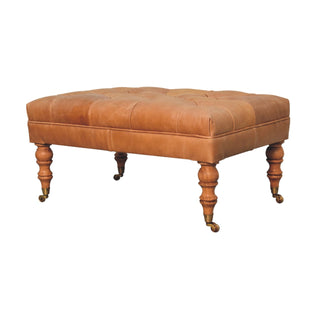 Leather Ottoman with Castor Legs