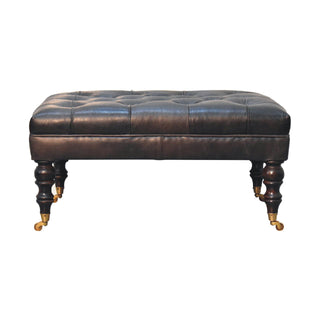 Leather Ottoman with Castor Legs