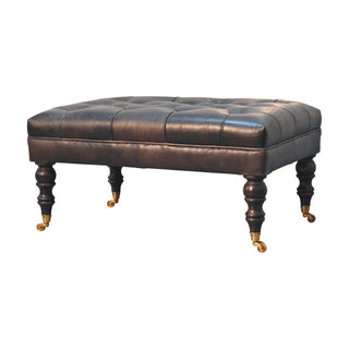 Leather Ottoman with Castor Legs