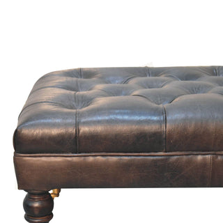 Leather Ottoman with Castor Legs