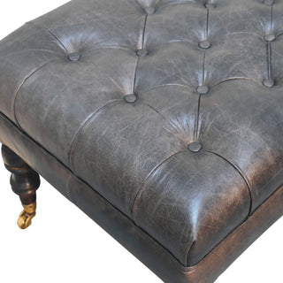 Leather Ottoman with Castor Legs