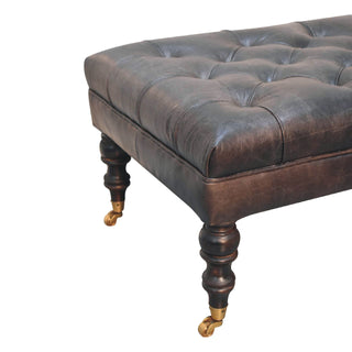 Leather Ottoman with Castor Legs