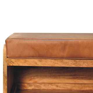 Buffalo Hide Shoe Storage Bench