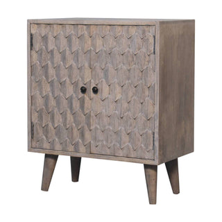 Narrow Pineapple Carved Cabinet, Stone Finish