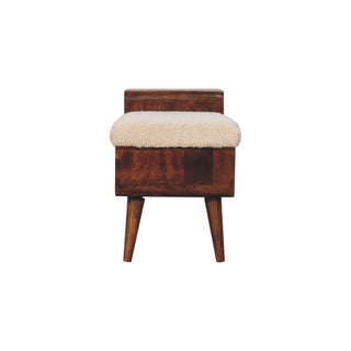 Bouclé Storage Bench, Chestnut