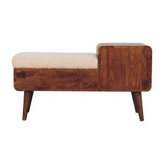 Bouclé Storage Bench, Chestnut