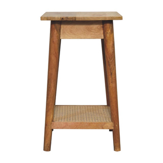 Wooden 1 Drawer Rattan Side Table