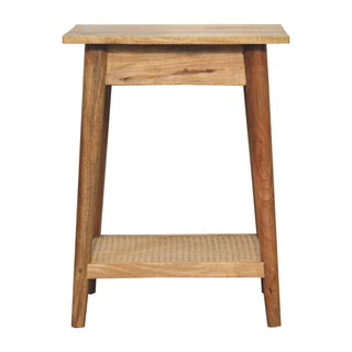 Wooden 1 Drawer Rattan Side Table
