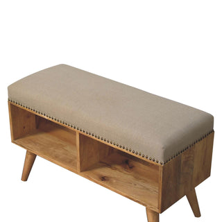 Studded Linen Storage Bench, Cream