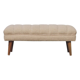 Boucle Puffer Bench, Cream