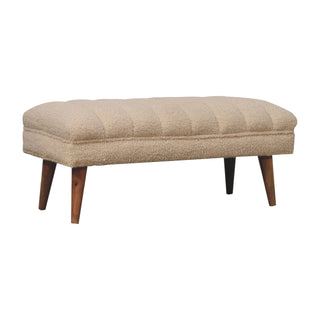 Boucle Puffer Bench, Cream