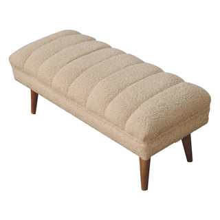 Boucle Puffer Bench, Cream