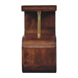 S-Curve Brass Wooden Side Table