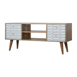 Capsule Carved Wooden White TV Stand