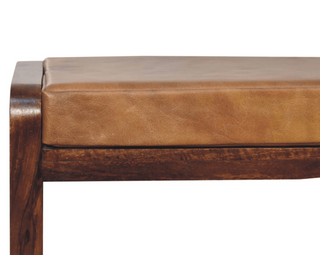 Buffalo Hide Wooden Hallway Bench