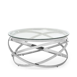 Vienna Coffee Table, Metal Swirl Base