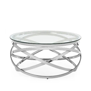 Vienna Coffee Table, Metal Swirl Base